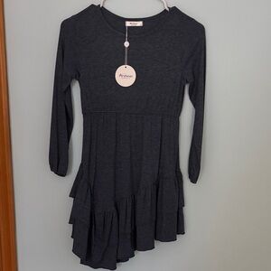 Kids Charcoal Ruffle Dress